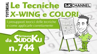 TUTORIAL – Tecniche XWING e dei COLORI Sudoku n20 di Settimana Sudoku 744 [upl. by Nawyt]