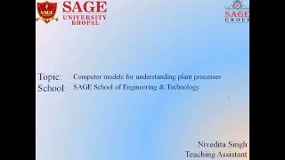 Lecture on Computer Modeling for plant process in agricultureComputer ModelsBy ProfNivedita Singh [upl. by Neelra209]