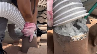 Most Satisfying ASMR Dryer Vent Cleaning of ALL TIME 30 Years of Lint Vacuumed from Rooftop Pipe [upl. by Yenots]