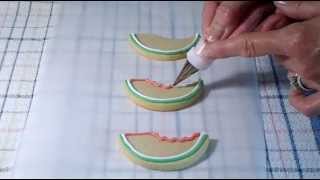 Cookie Decorating  How to Decorate Watermelon Cookies [upl. by Ynnaf942]