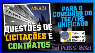 Gestão de Contratos para o TSETRE Unificado  CESPE  Questões inéditas  Aula 3 [upl. by Meerek]