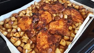 Oven Baked Pork Chops with Potatoes  This ONE PAN recipe tastes delicious [upl. by Mayworm]