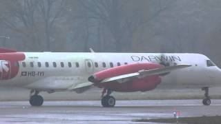 HD Darwin Airlines Saab 2000 in OLT colours take off at GenevaGVALSGG [upl. by Xever]