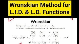 Wronskian Method To Find Linear Independence or Linear Dependence Of Function [upl. by Renaud]