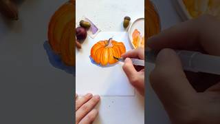 How to paint a pumpkin shorts youtubeshorts watercolor artist [upl. by Orips494]