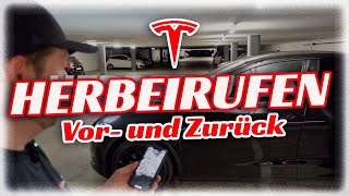 Tesla Herbeirufen  Vor und Zurücksetzen  Erweiterter Autopilot und FSD [upl. by Ahsat741]