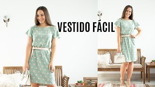 VESTIDO FÁCIL USANDO 1 METRO DE VISCOSE  COSTURA PARA INICIANTES  ELLEN BORGES [upl. by Nebra]