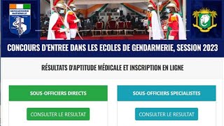 Concours DEntrée A La Gendarmerie 2023  Les Résultats Visite Médicale Disponibles  Inscription [upl. by Eelytsirk989]