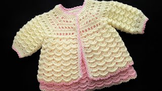 Easy crochet cardigan sweater coat or jacket for baby girl EASY CROCHET PATTERN 03m  more sizes [upl. by Pettit514]