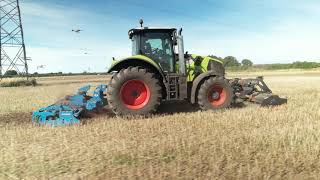 Claas Axion 800 3m Lemken power harrow and front mounted flail 4K [upl. by Kallick]