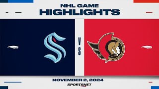 NHL Highlights  Kraken vs Senators  November 2 2024 [upl. by Starks958]