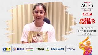 Mithali Raj  Sportswoman of the Decade Cricket  Sportstar Aces Awards 2021 [upl. by Ocirne]