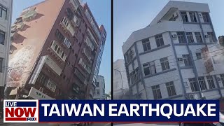 Major earthquake in Taiwan collapses buildings triggers tsunami warnings  LiveNOW from FOX [upl. by Knighton]