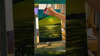 Quiet Lakeshore with dots of moonlight trendingshorts beginnerartist artist art [upl. by Feerahs]