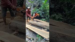 Splitting teak wood into blockswoodwoodworkingshorts [upl. by Pellet]