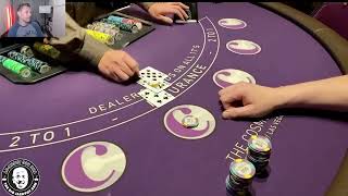 The Big Jack Pot Plays The AntiMartingale Strategy Live In Action Playing High Limit Black Jack [upl. by Ahsiemac548]