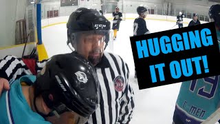 Edmonton Beer League Hockey CMEN VS BULLDOGS HUGGING IT OUT [upl. by Sikorski]