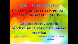 Cannizaro reaction  its Mechanism  Crossed Cannizaro reaction  in Tamil  12th Chemistry [upl. by Nostets]