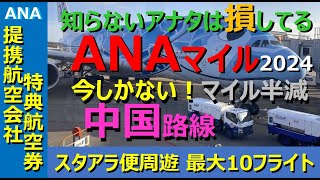 【ANAマイル価値の極大化】中国路線でマイル半減！今しかないお得なキャンペーンを最大限上手に利用して、1万マイルで6フライトを実現！ 特典航空券の知識を深めれば、貯めたマイルの価値が極大化！ [upl. by Leuqcar650]