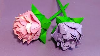 Origami rose modular🌹Easy paper rose 🌹Ideas for party decoration [upl. by Panthea97]