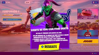 FORTNITE SKIN DUENDE VERDE PEGAR ITENS GRÁTIS e NOVO EVENTO AO VIVO NO CAPITULO 3 TEMPORADA 1 [upl. by Hirz923]