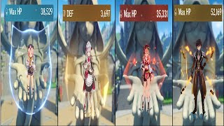 Diona Shield vs Yanfei Shield vs Noelle Shield vs Zhongli Shield Comparison  Genshin Impact [upl. by Lewse]