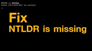 Fix NTLDR is missing [upl. by Dyan]