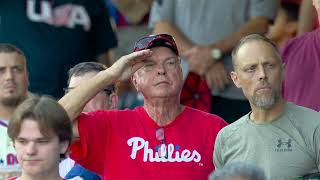 Emily Damasco sings the National Anthem at the Phillies vs Tampa Rays Game 09102024 [upl. by Akemet419]