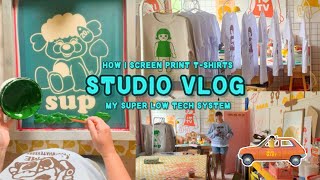 Studio Vlog • Screen Printing TShirts for a wholesale customer • Super easy studio set up 🧑‍🎨 [upl. by Marashio343]