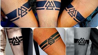 Arm band tattoo  hand band tattoo design  triangle hand band tattoo [upl. by Hammad788]