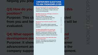 5 Interview Questions to Ask Interviewer or Hiring Manager  Do you have any Questions For Us [upl. by Mazurek]