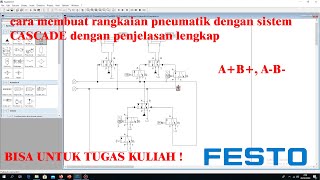 MEMBUAT RANGKAIAN PNEUMATIK SISTEM CASCADE AB AB DENGAN PENJELASANFESTO FLUID SIM [upl. by Bremen]