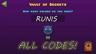 Geometry Dash WORLD The Vault Of Secrets  ALL SECRET CODES  TODOS LOS CÓDIGOS [upl. by Eerrehs]