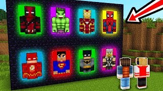 ENCONTRAMOS OS PORTAIS DOS SUPERHERÓIS NO MINECRAFT [upl. by Assenahs]