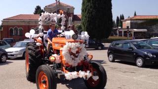 Arrivo della sposa in chiesa col trattore [upl. by Ansilma]