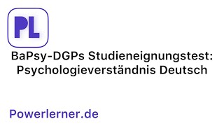 BaPsyDGPs Studieneignungstest Psychologieverständnis Deutsch reupload [upl. by Eriha]