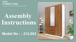 VikiFurniture 3Door Wardrobe Assembly Instruction Video  Model 212803 [upl. by Queridas2]