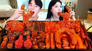 ASMR MUKBANG 직접 만든 불닭 버섯 불닭볶음면 소세지 먹방 amp 레시피 FRIED CHICKEN AND FIRE NOODLES EATING [upl. by Rosene]