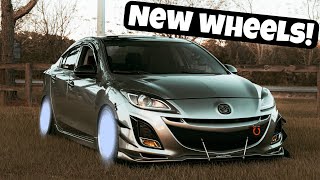 New Wheels for my Slammed Mazda3 🤩 [upl. by Adnamar]