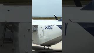 REFUELLING ISLES OF SCILLY GSSKY SKYBUS ISLANDER AIRCRAFT AT LANDS END AIRPORT CORNWALL airport [upl. by Bassett]