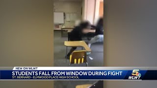 Video shows students falling out of window during fight at school in St Bernard [upl. by Etnuahs]