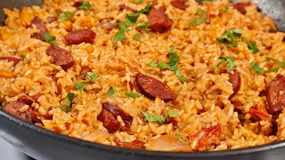 One Pan Sausage Pepper Rice  Sausage amp Rice Recipe  Quick Easy amp Delicious [upl. by Ilyk58]