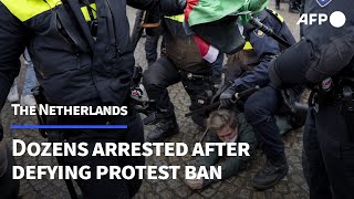 Dozens arrested after defying Amsterdam protest ban  AFP [upl. by Einnoc]