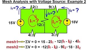 Electrical Engineering Ch 3 Circuit Analysis 11 of 37 Mesh Analysis w Voltage Sources Ex 2 [upl. by Ribaj]