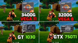 Ryzen 5 3400G Vega 11 vs 3200G Vega 8 GT 1030 vs GTX 750 ti  11 Games Tested [upl. by Maharba]