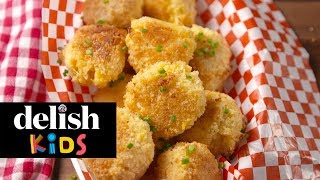 Mac amp Cheese Bombs  Delish Kids  No Yolks [upl. by Aigneis879]