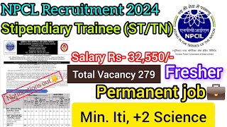 NPCIL recruitment 2024 Stipendiary Trainee STTN Npcl recruitment iti 2 science [upl. by Whitson99]