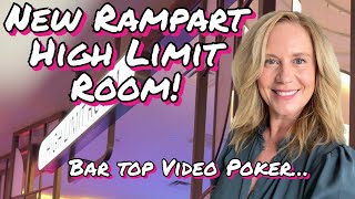 Suzanne is Belly up to the BAR High Limit Room Video Poker Play from the Rampart in Las Vegas [upl. by Ferrick744]