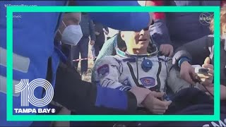 US astronaut returns to Earth after a recordsetting mission [upl. by Ydennek]