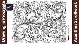 How to Draw an Acanthus Scrollwork  Digital Painting from Sketch to Final [upl. by Dagall]